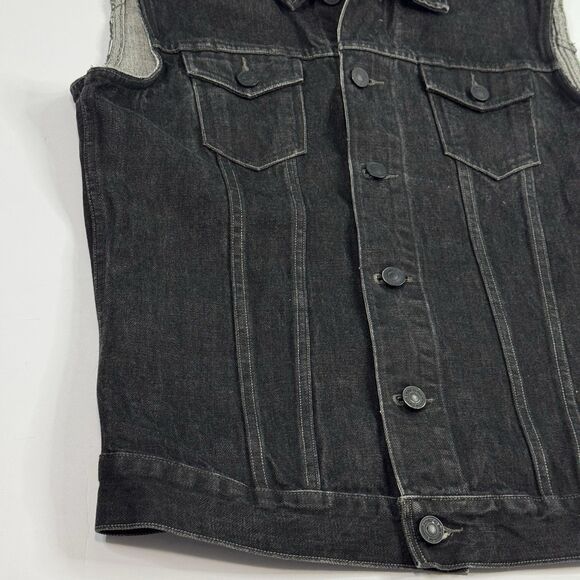 ALLSAINTS Lot No. A Selvedge Japanese Denim Jacket Black Mens Size L Sleeveless - Picture 5 of 10
